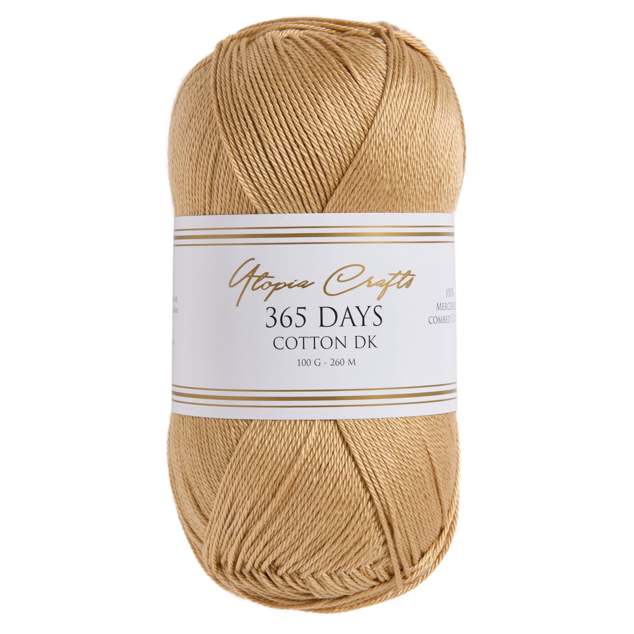 Utopia Crafts 365 Days Mercerised Combed Cotton DK Yarn for Knitting & Crochet 100g (Light Caramel) — image 1