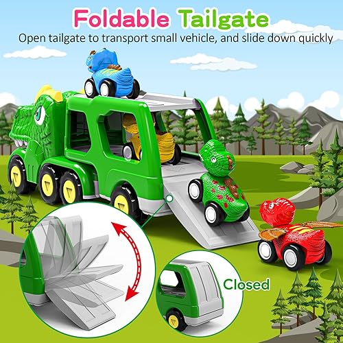 Miniatura 4 de ENJSD Juguetes para niños de 1, 2, 3, 4 años, juguetes 5 en 1 para edades de 2 a 4 años con 4 juguetes de dinosaurio para niños de 3 a 5 años,