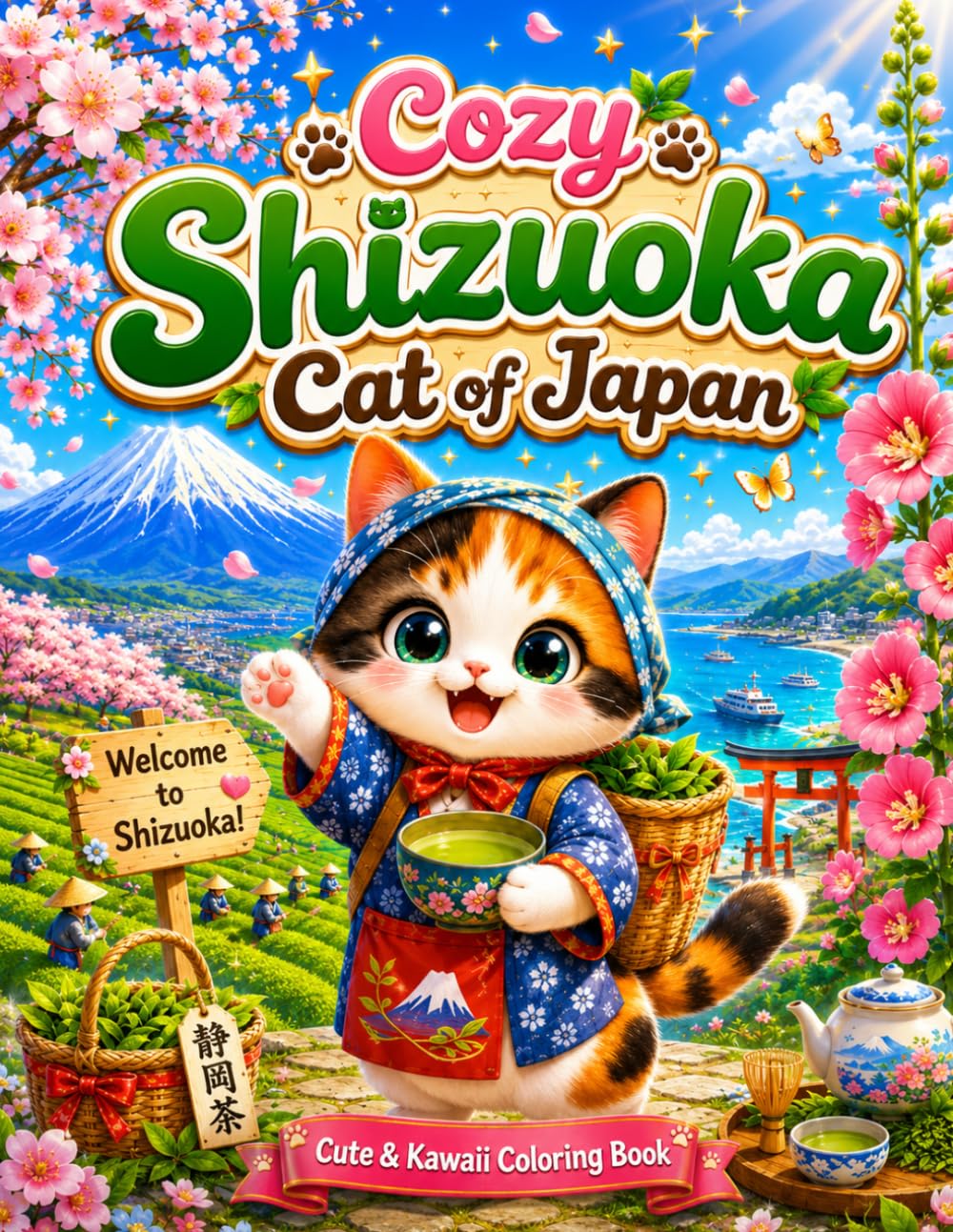 Cozy Shizuoka Cat of Japan: Cute & Kawaii Coloring Book Featuring Shizuoka's Famous Landmarks, Scenic Views, Tea Fields, Hot Springs, and Adorable Cats (Cozy Cat of Japan)