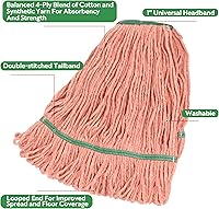 Vista 3 de Matthew Cleaning - Cabezal de Trapeador de Servicio Pesado Repuesto Comercial para Limpieza General y de Pisos, Repuesto de Cabezal de Hilo de Azul