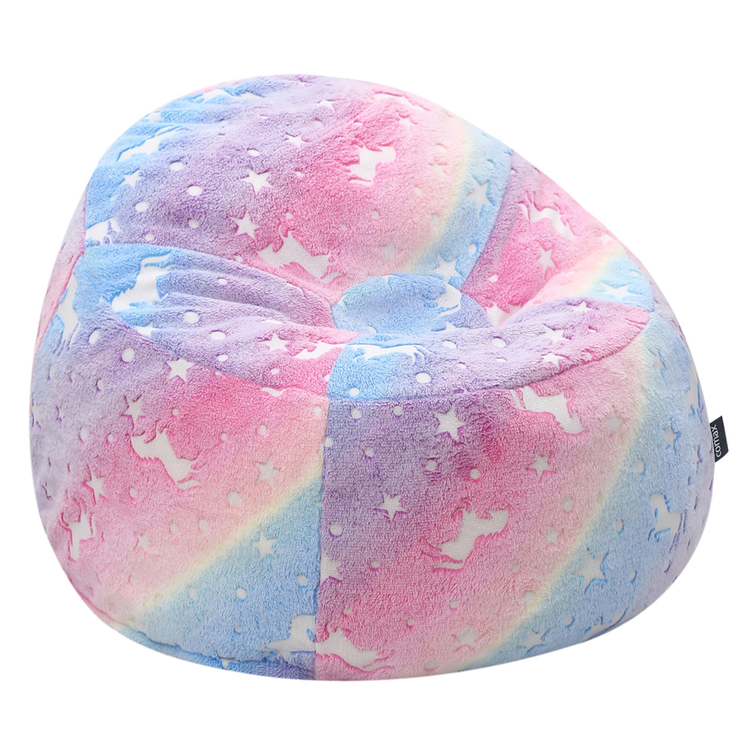 MeMoreCool Sitzsack für Kinder von 8-12 Jahren – Kinder Sitzsack Sofa mit Füllung, Bohnensack für Mädchen und Jungen, gemütlicher Bodenstuhl für Spielzimmer & Kinderzimmer, Regenbogen-Muster