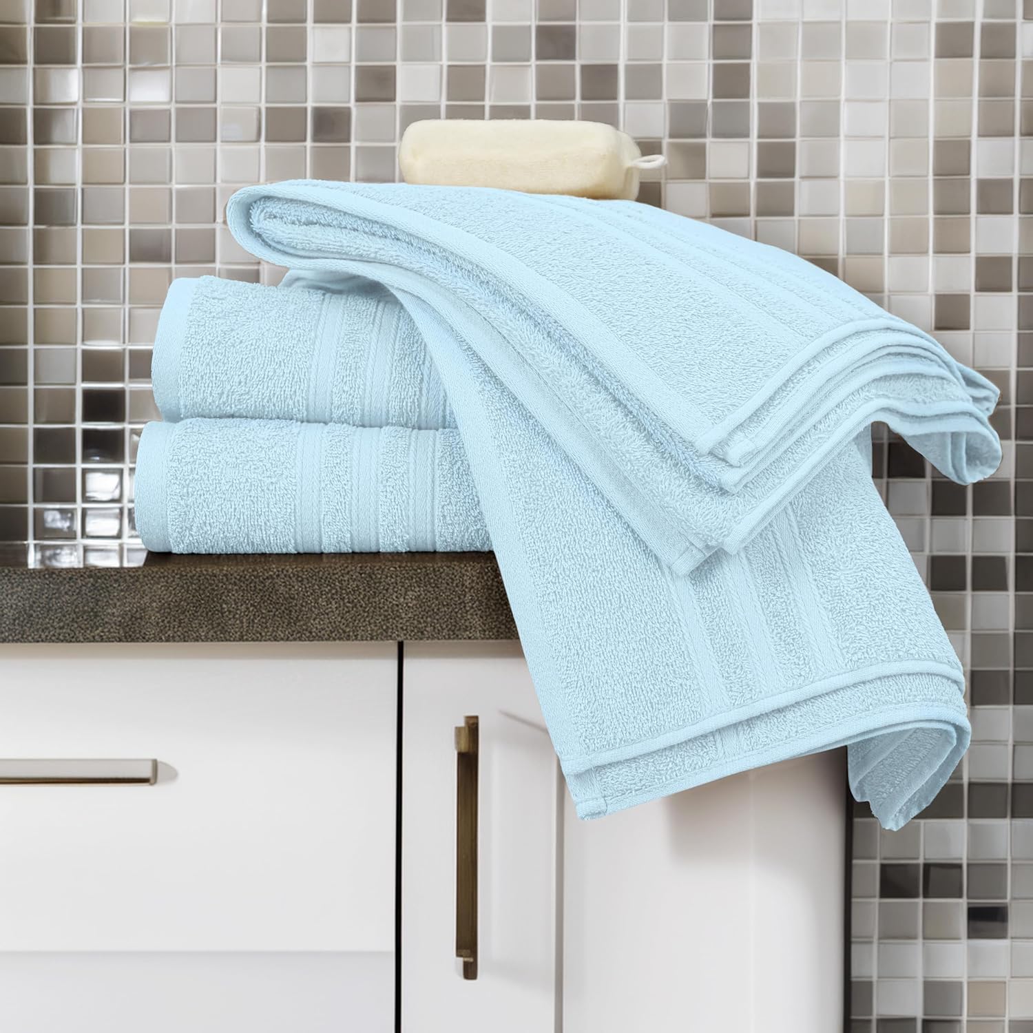 Tens Towels Pack of 4 Soft Bath Towels, 100% Cotton, 27 x 54 Inches, Lightweight & Quick-Dry, Ideal for Daily Bathroom Use, Practical & Comfortable, Sky Blue - Image 5
