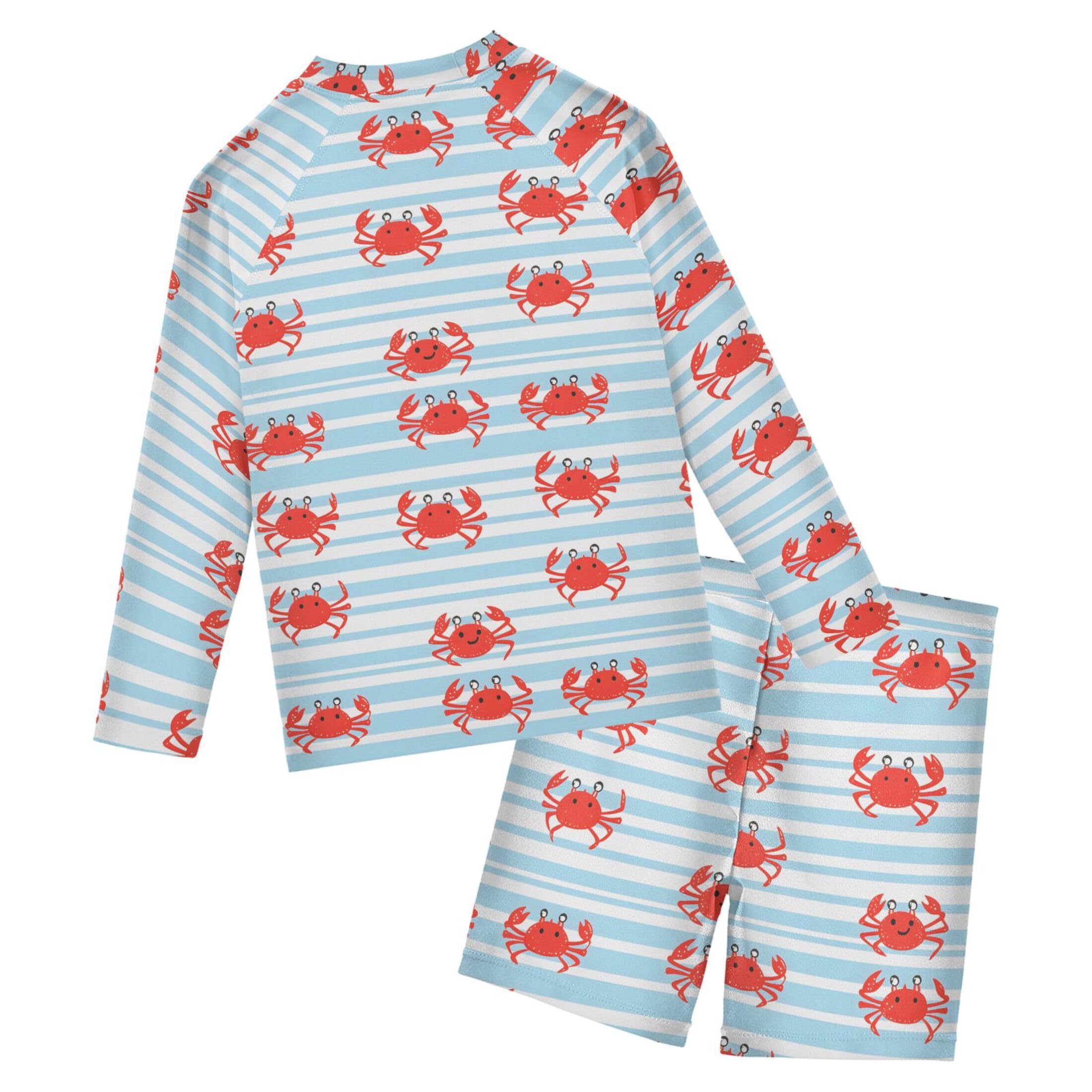 Crab Animal Baby Boys' Toddler Long Sleeved Rashguard Swim Bathing Suit Set B0403896