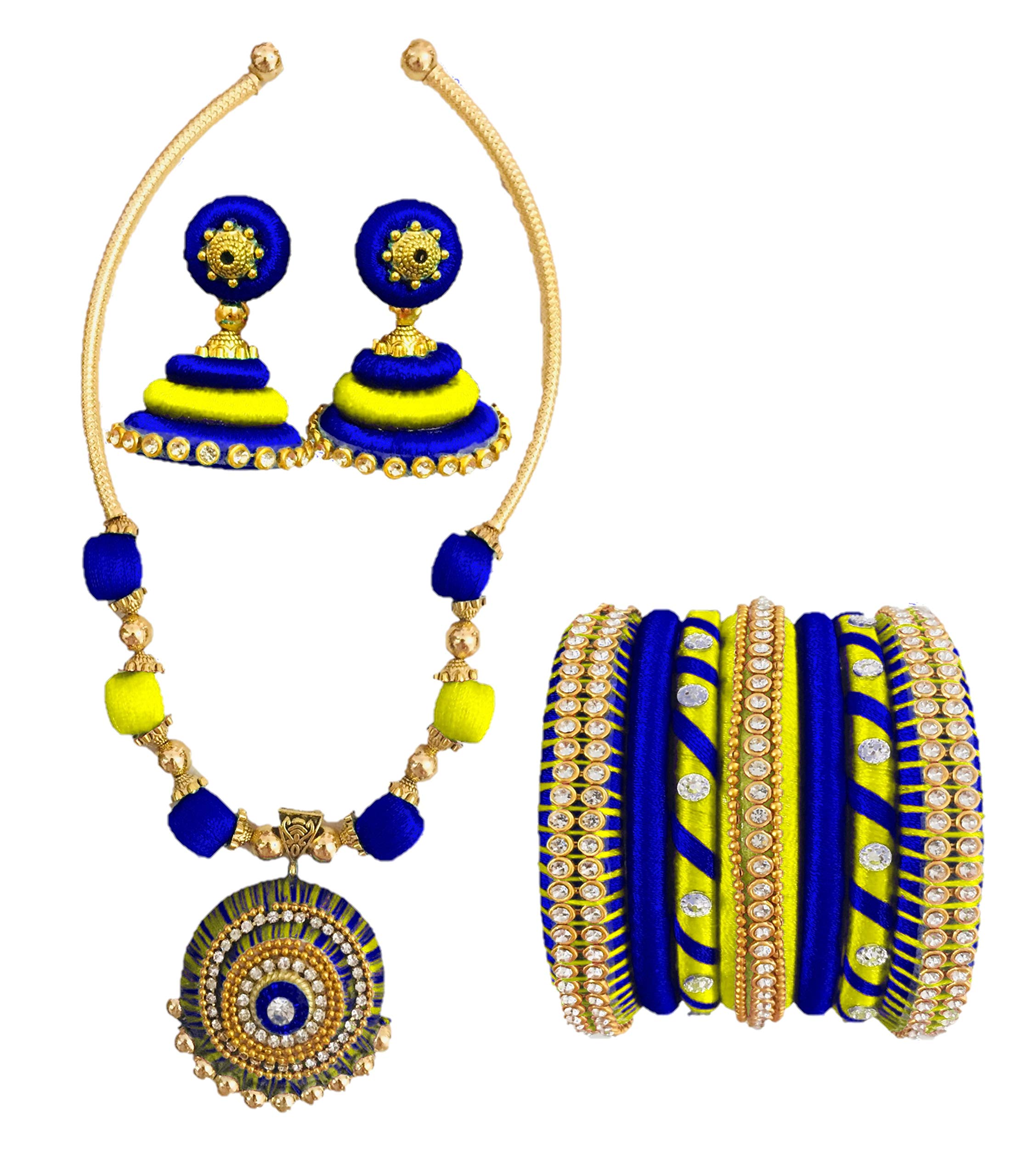 Ambal Multi-colour silk thread necklace set with bangles for women(Yellow, 2.4) (B07NCW2L3S) Amazon Price History, Amazon Price Tracker
