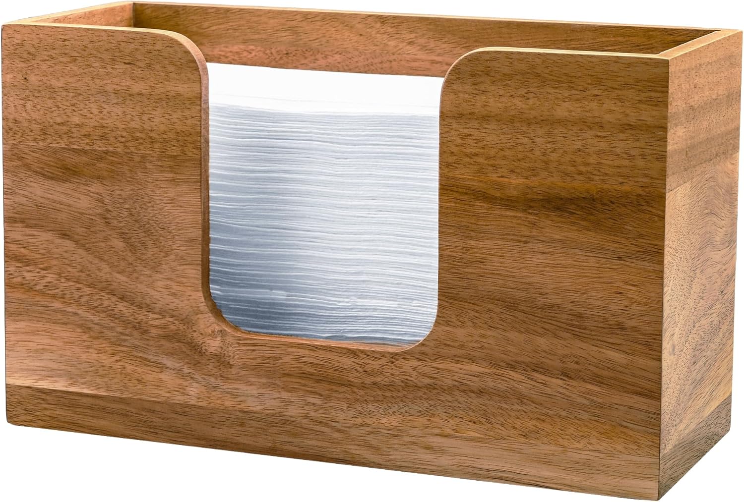 Acacia Wood Countertop Paper Towel Dispenser - Fits Multifold, C-Fold, Z-Fold, Trifold Hand Towels - Ideal for Bathroom, Kitchen & Home