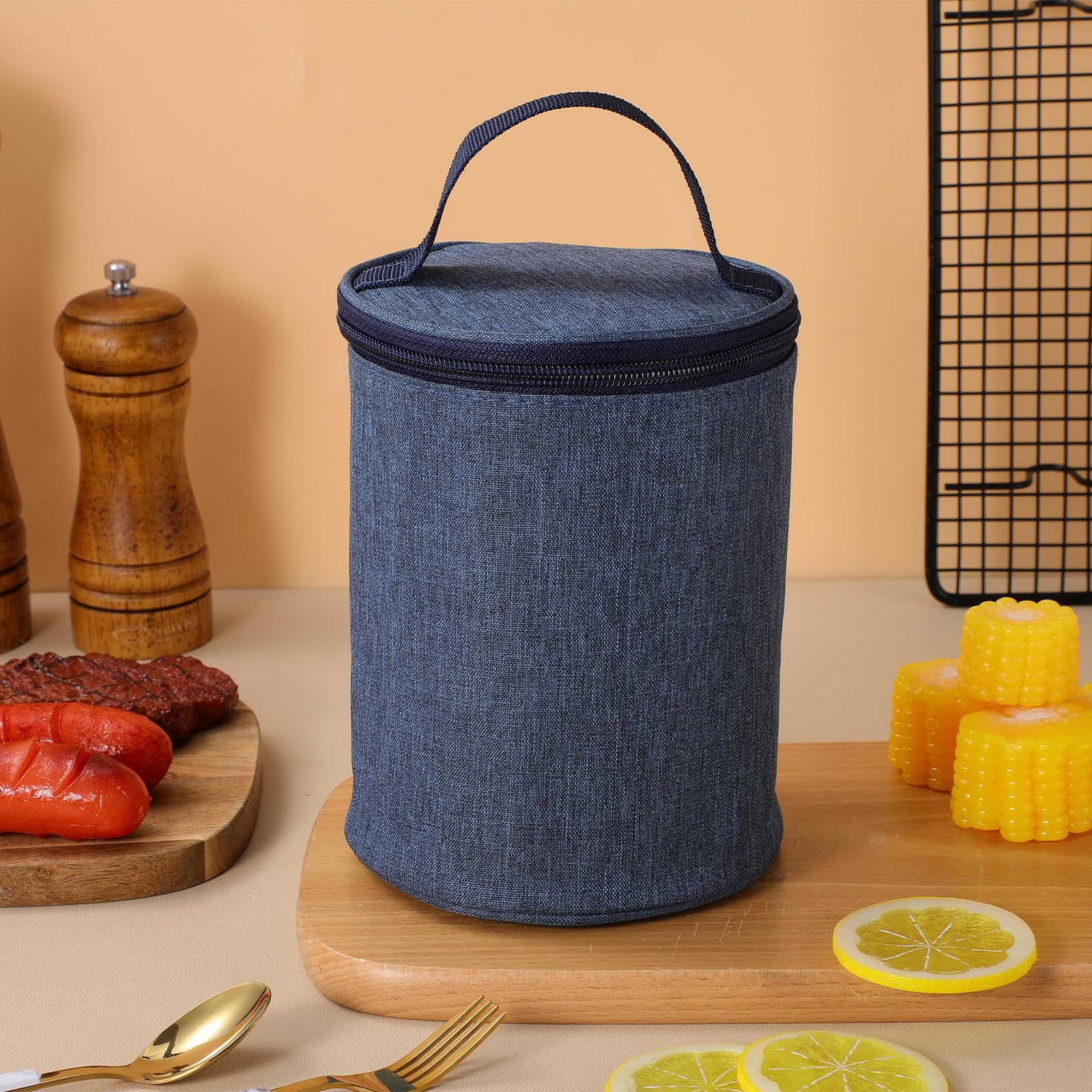 Outanaya Bolsa Térmica para Taza de Sopa de Lona Forro de Aluminio | No se Deforma Fácilmente, Conservación del Calor, para Llevar y Uso en Casa, Suministro Práctico