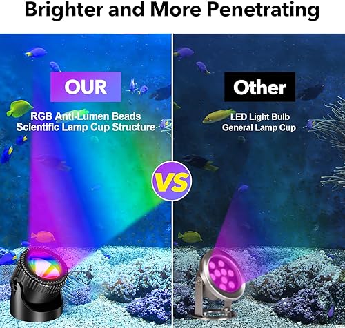 Miniatura 5 de POPOSOAP Luces de Estanque Solares, Luces de Estanque RGB LED Impermeables IP68, Luz Solar Subacuática con Batería de 2200mAh con Dos Opciones de