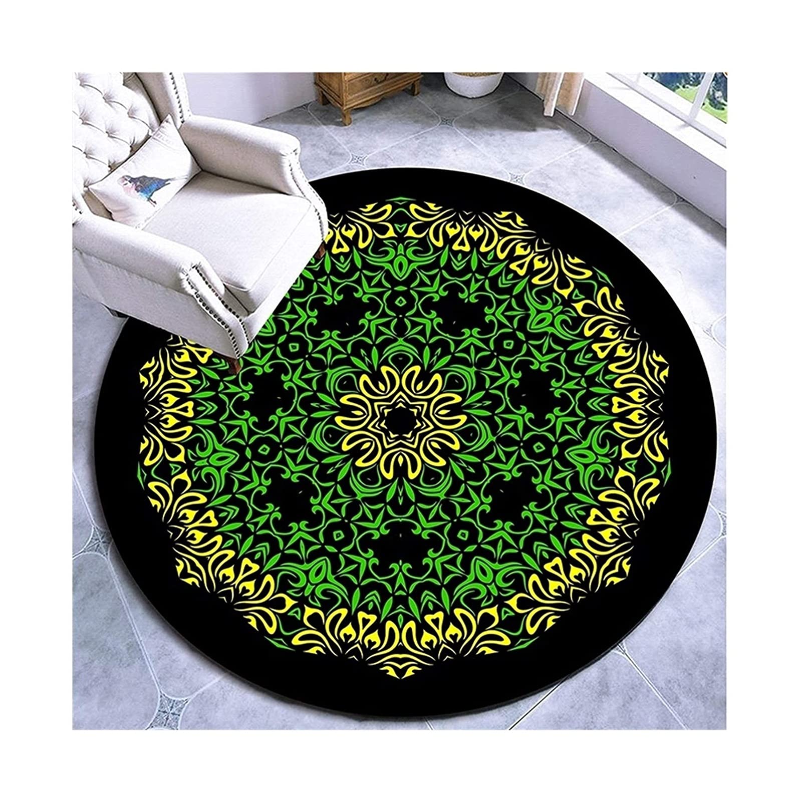 Alfombra redonda cocina MLLDM alfombra nacional para mesa de café 80 cm
