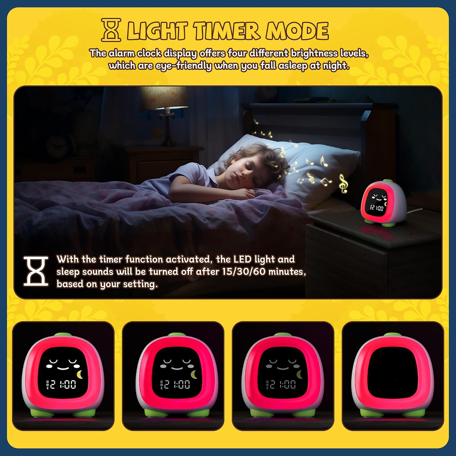 winshine Kids Alarm Clock, OK to Wake Clock with Night Light for Kids, Stay in Bed Clock Sleep Training, Nap Timer Cute Kids Room Decor, Gift Ideas for Kids Toddler Boy Girl (Dinosaur)