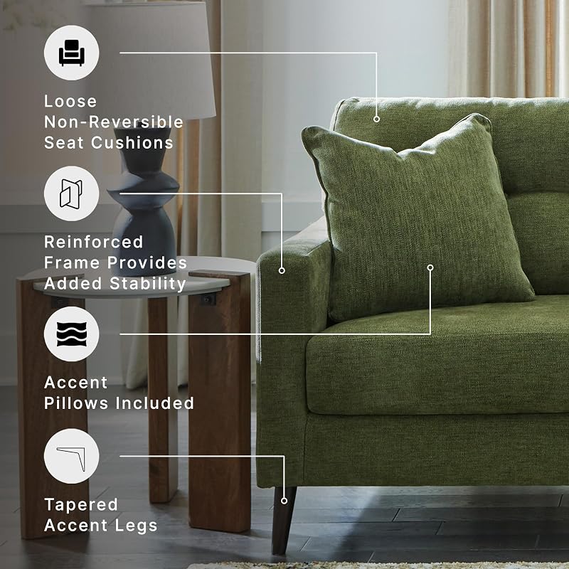 Signature Design by Ashley Bixler Loveseat Sofa, Green Small Couch image 4
