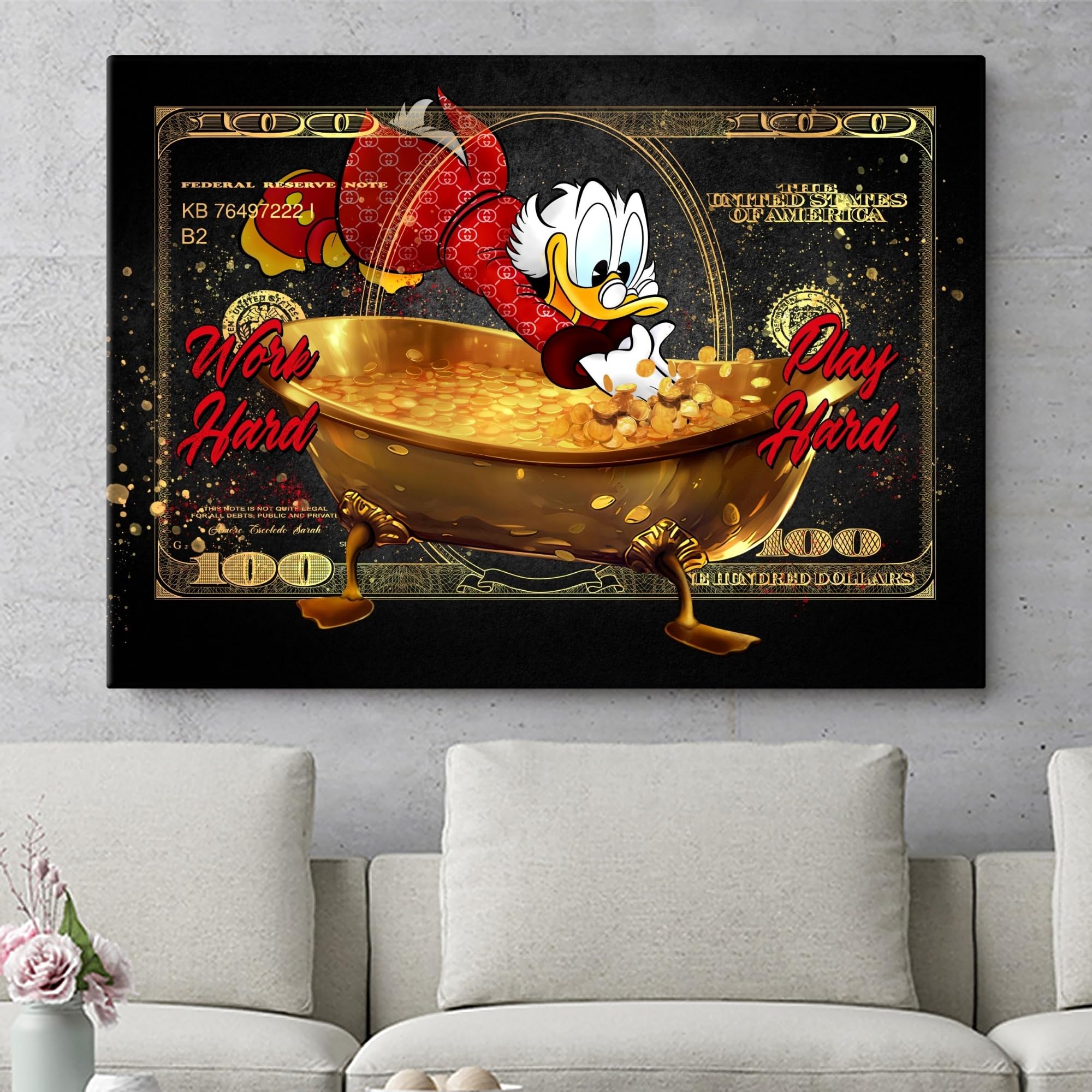 Artmazing | Dagobert Duck Wandbilder | Coole Wandbilder für Wohnzimmer | XXL Leinwandbilder | Buntes Poster für Wand