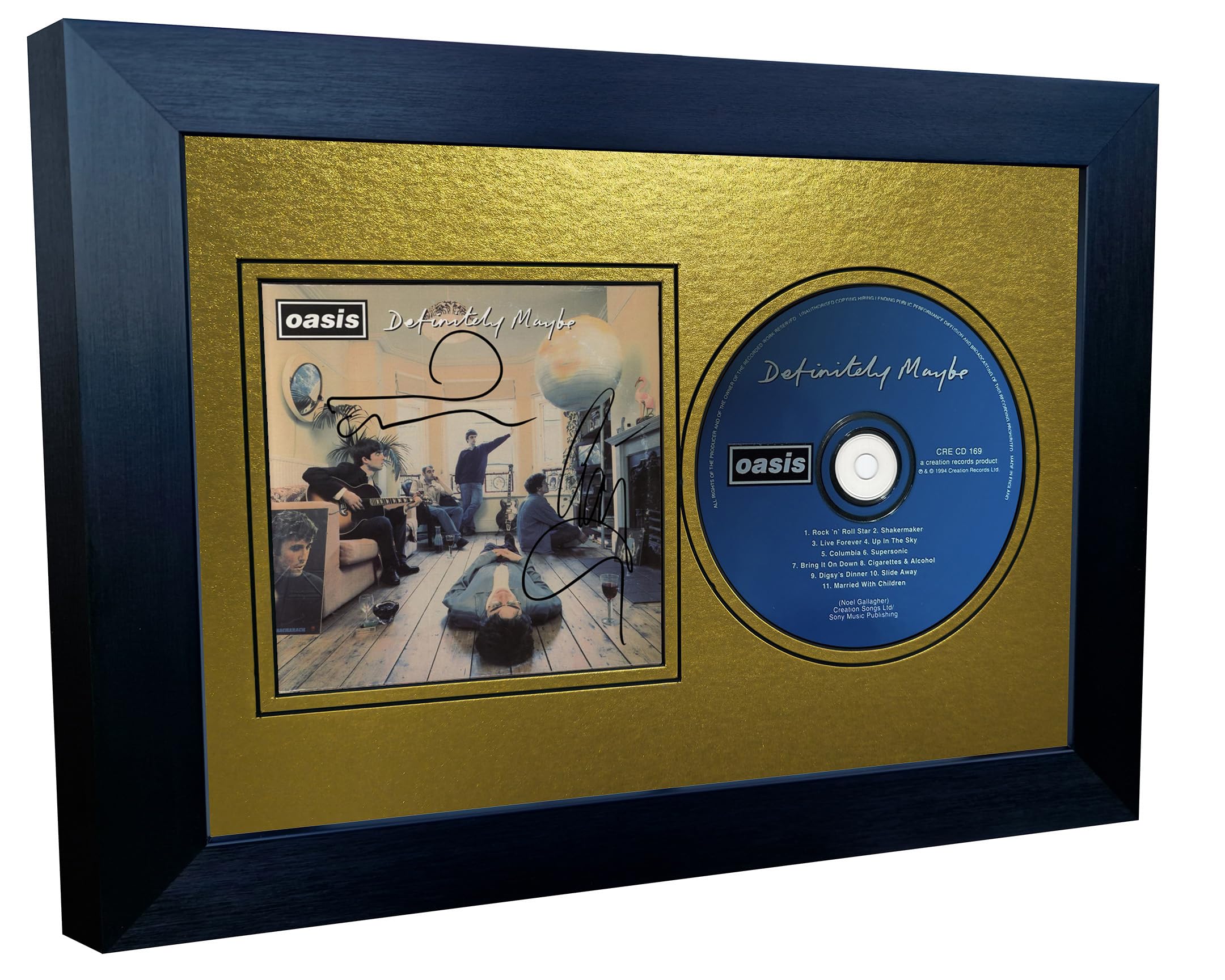 Kitbags & Lockers Black 12X8 A4 Definitely Maybe Album Cover Display Liam Gallagher Noel Gallagher Music Popstar Indie Band Autographed Signed Photo Photograph Picture Frame Poster Gift Gold