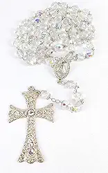 Terço De Noiva Cristal Boreal 12mm Prata