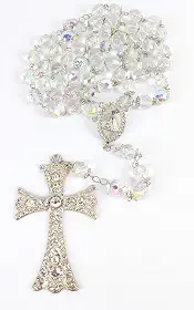 Terço De Noiva Cristal Boreal 12mm Prata