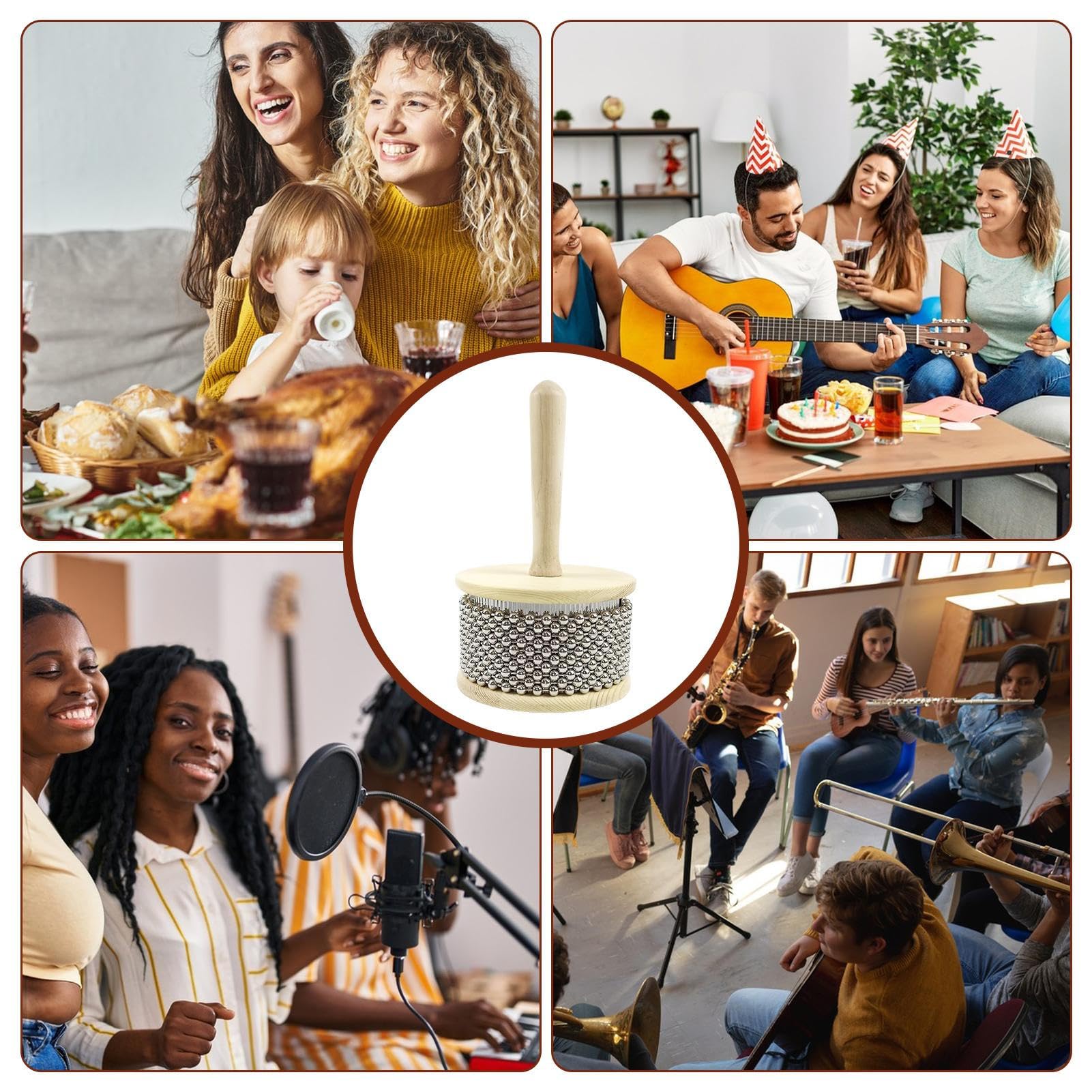 Holzinstrument – Holzgriff Percussion Shaker, Percussion Instrumente Shaker | Perlenzylinderinstrument, gute Materialien Holzinstrument für Musikliebhaber