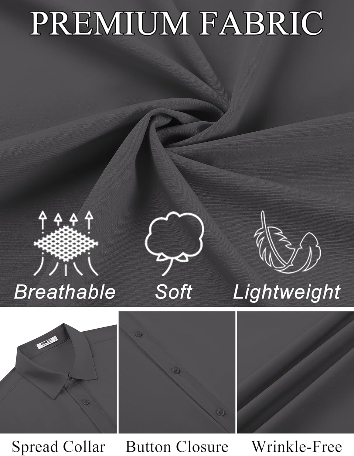 COOFANDY Mens Dress Shirts Button Down Short Sleeve Shirt Summer Shirts Business Casual Wedding Shirt - Image 5