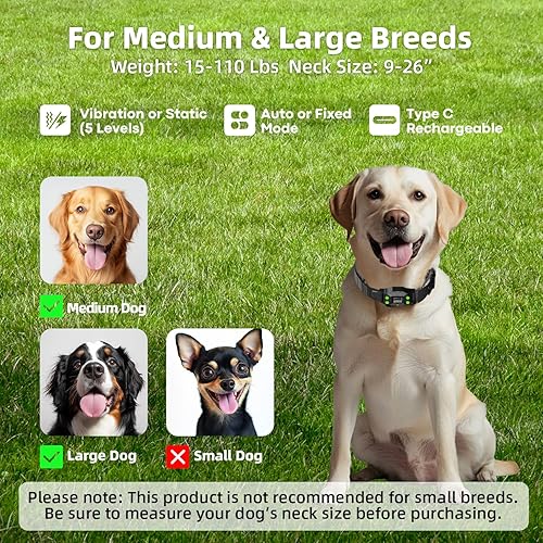 AEZ Smart Dog Collar, GPS Dog Tracker, Wireless Dog Fence System, Invisible GPS Fence Collar for Dogs with Beep Vibration Alert Modes, Radius 25-999 Yards for Over 15lbs Dogs, IPX7 Waterproof