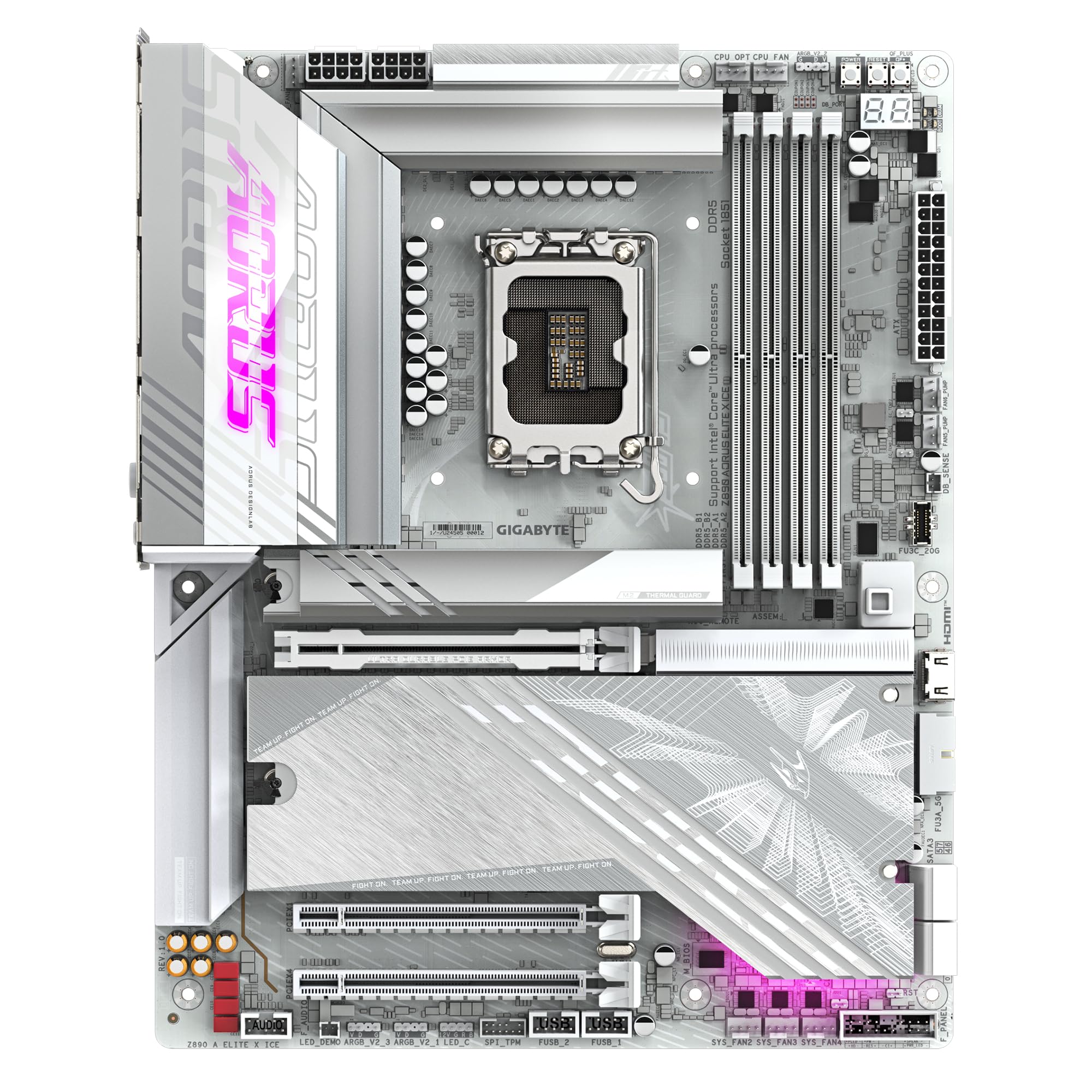GIGABYTE Scheda madre Z890 AORUS ELITE X ICE - Supporta CPU Intel Core Ultra (Serie 2), 16+1+2 fasi VRM, fino a 9500MHz DDR5 (OC), 1xPCIe 5.0 + 4xPCIe 4.0, Wi-Fi 7, LAN 2.5GbE, Thunderbolt 4