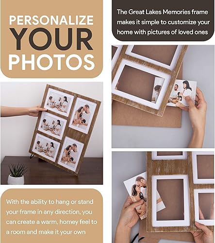 Miniatura 8 de Great Lakes Memories GLM - Marcos de fotos de collage de 4 x 6 o 5 x 7 pulgadas para pared, capacidad para 5 fotos con vidrio y paspartú, collage de