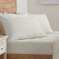 Vista 1 de 4-Piece Full Size Stripe Microfiber Sheet Set - Ultra-Soft, Brushed Bedding Sheets & Pillowcases - Wrinkle Free, Comfortable, All-Season Bed Sheets