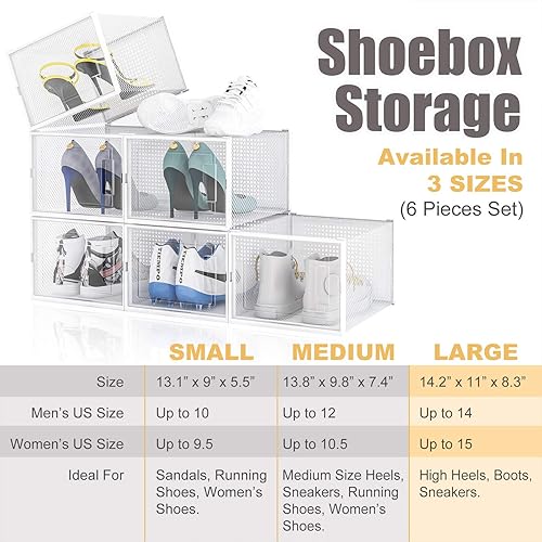 Miniatura 5 de AJP Distributors 6 estantes organizadores de zapatos plegables apilables para armarios y zapatos de entrada, contenedores de almacenamiento para
