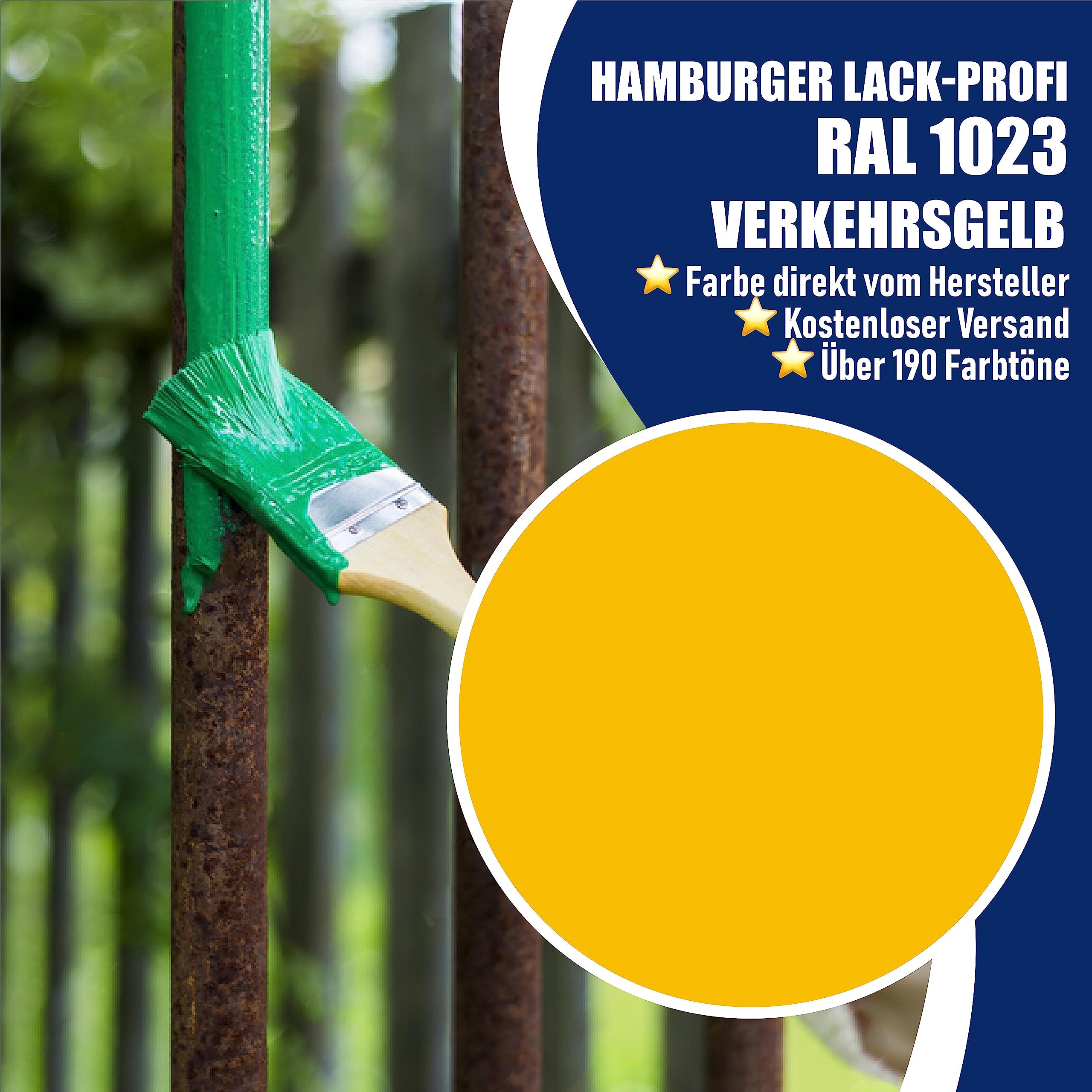 Metallschutzlack MATT Verkehrsgelb RAL 1023 Gelb Metallschutzfarbe Metalllack Metallfarbe // Hamburger Lack-Profi (1 L)