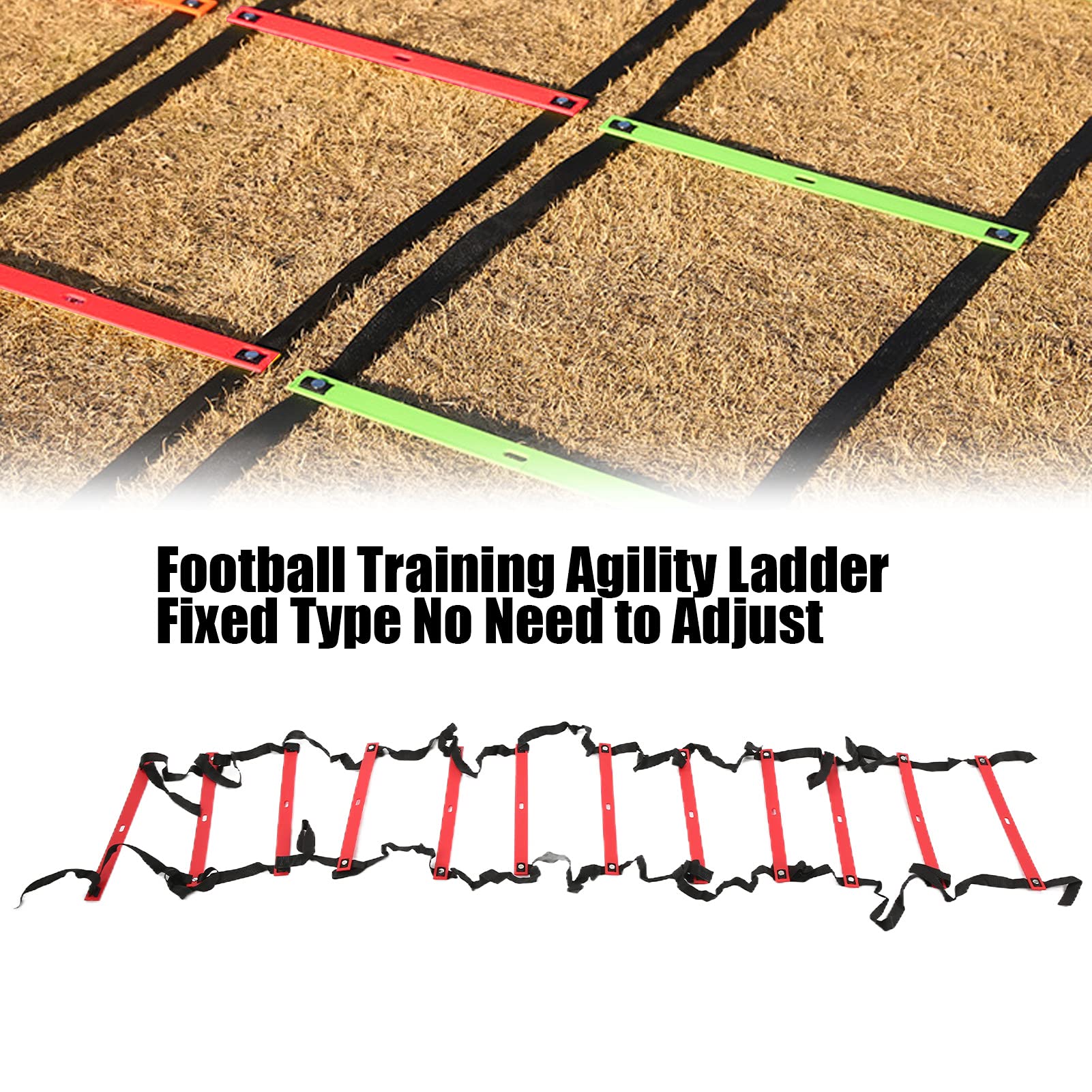 NDNCZDHC 6M12 Fixed Agility Ladder Football Training Ladder Football Speed Rope Ladder Football Sports Training (red)