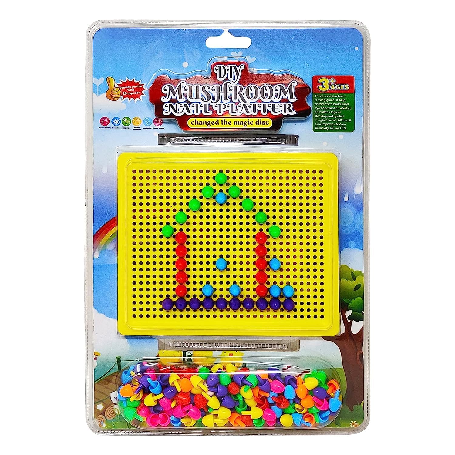 FATFISH Mushroom Nail Platter for Kids Knob & Block Jigsaw Puzzle Mix Color for Creative Boys & Girls, pegboard Sharp Mind Game, Teenagers Handmade Sticky Art Craft Kit 200+ Pieces Ideal (Multi) (B0CB913TJC) Amazon Price History, Amazon Price Tracker