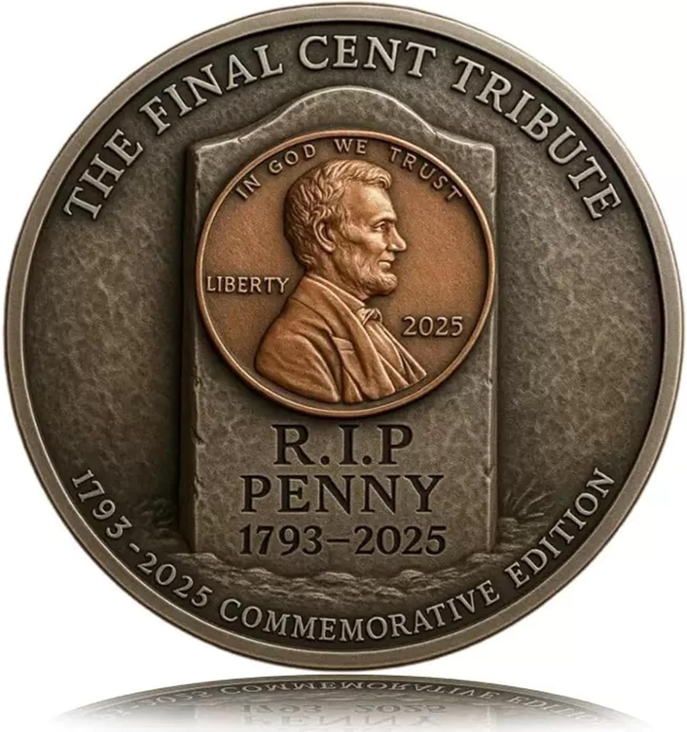 Final Cent Memorial Coins, R.I.P Last Penny Coin 1793-2025, Metal Collectible Novelty Coins, Lincoln Penny Tribute, Historical Commemorative Coin (5Pcs)
