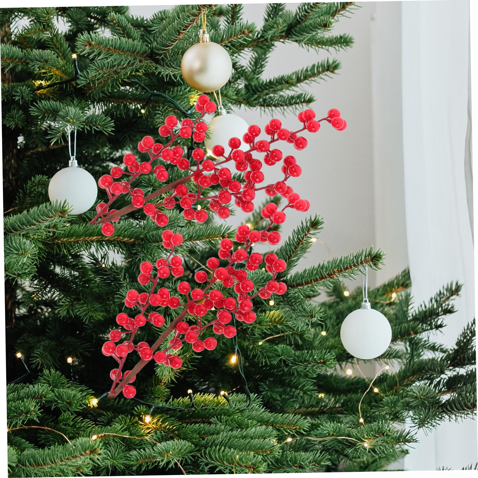 Ramo De Bayas Artificiales Rojas 6 Piezas Tallos De Baya Falsos Espuma Decoración Navideña para Bodas y Fiestas Hogar y Jarrón