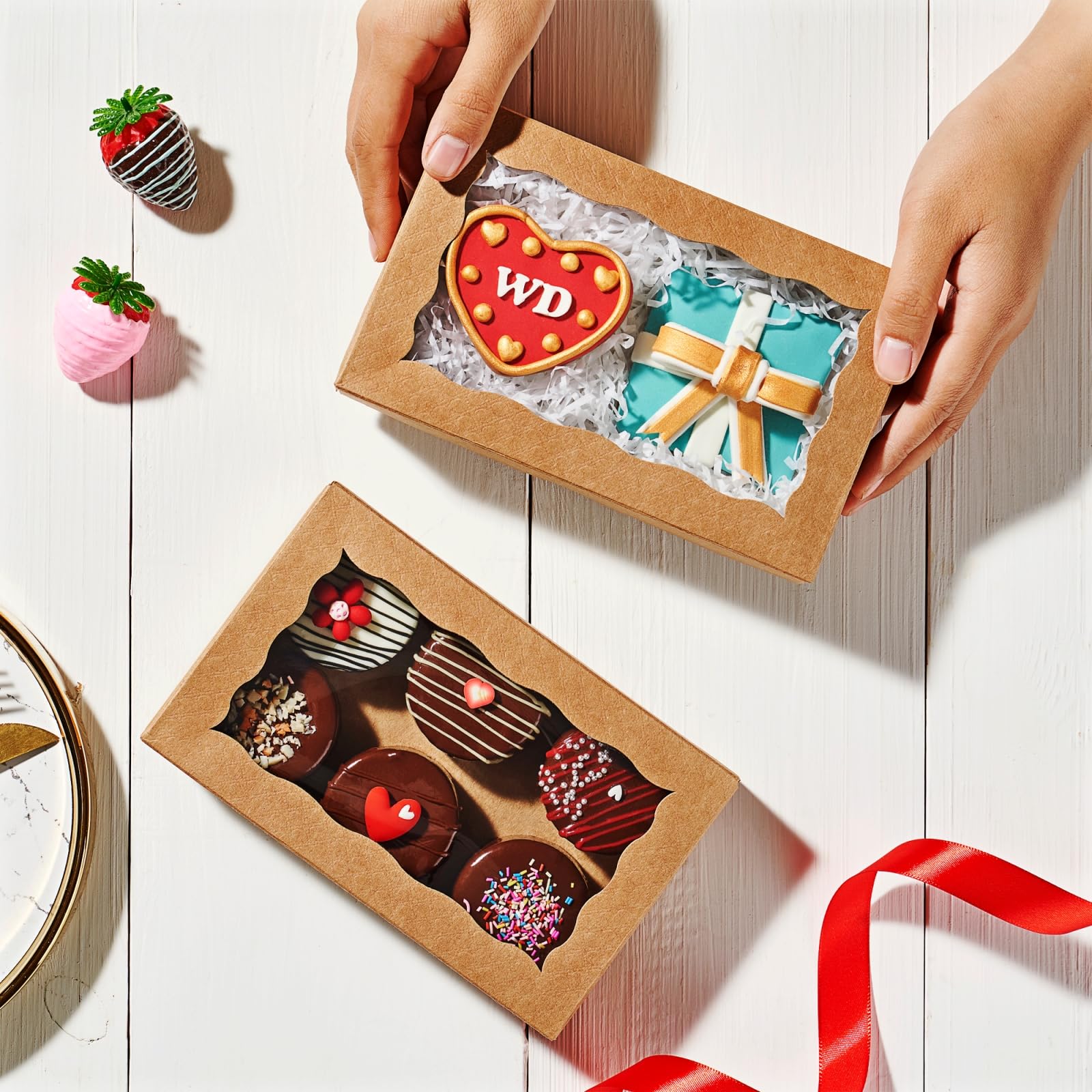 Thenshop Lot De 20 Boîtes à Cupcakes Rectangulaires En Pâtisserie Friandises