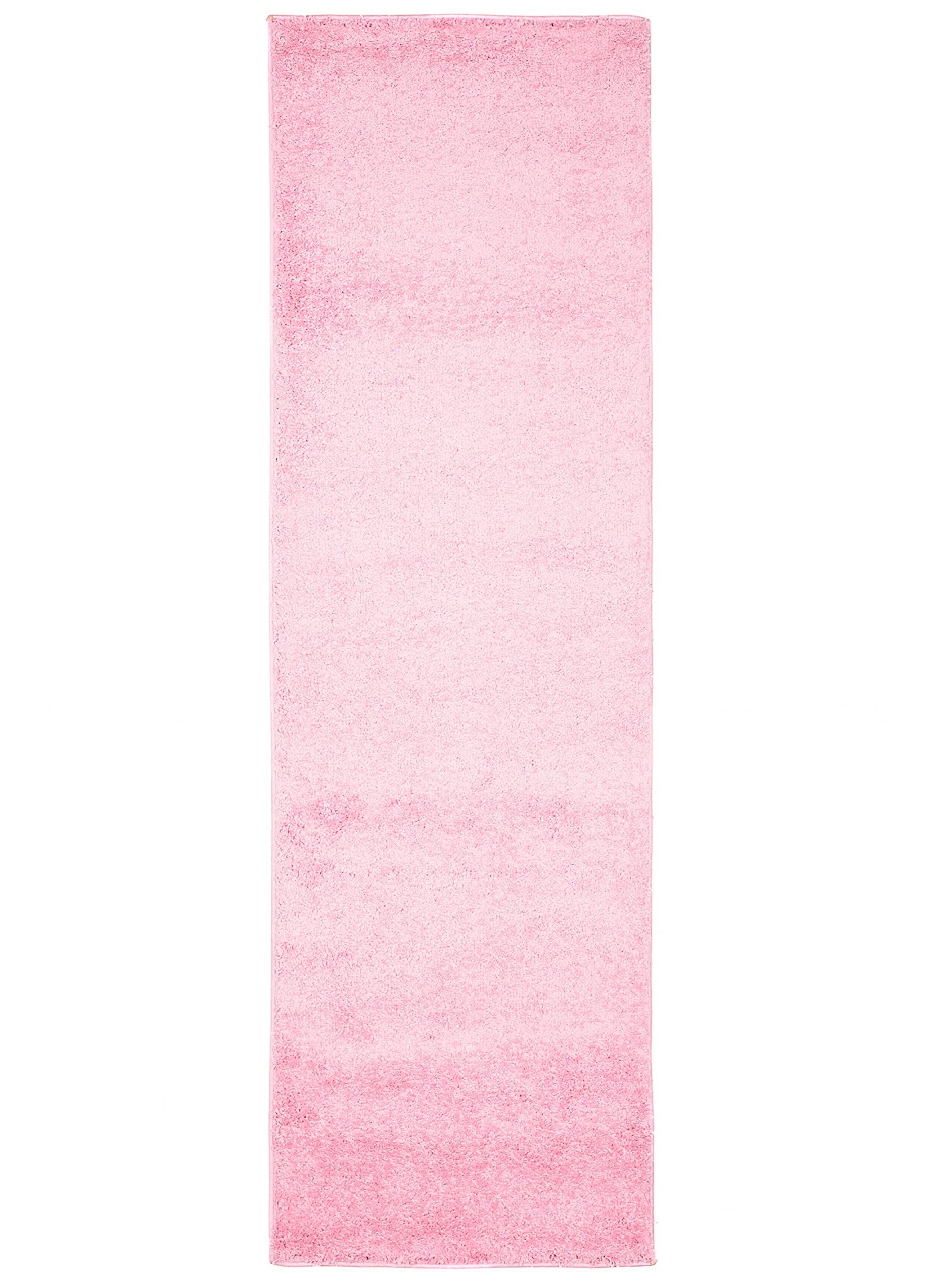 TAPISO Delhi Tapis de Passage Poils Longs Shaggy Moderne Rose Uni Tapis Couloir Long Salon Chambre Adulte Descente de Lit Moelleux Epais Oeko-TEX 80 x 300 cm