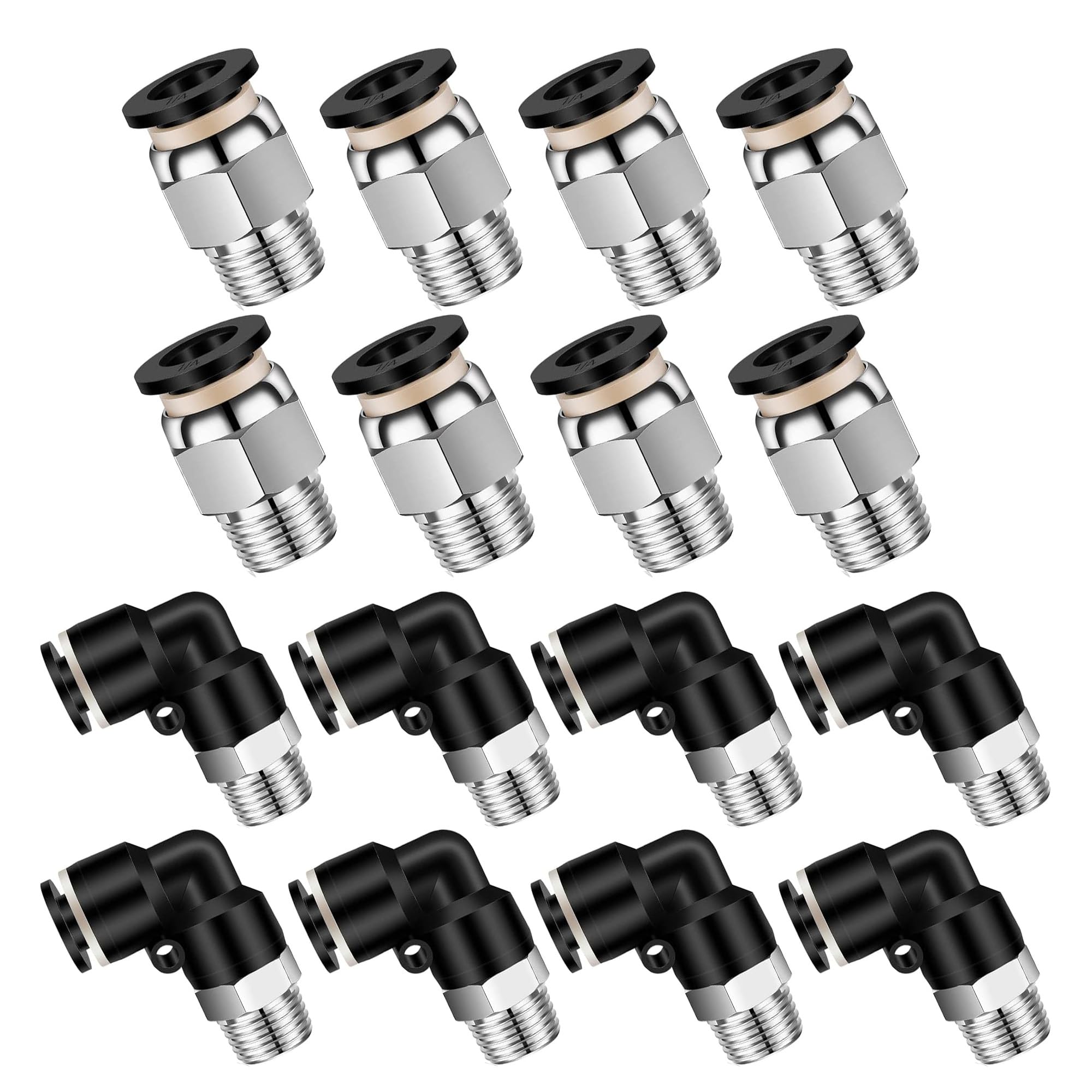Produktbild von 12 Steckverschraubungen 1/4″ X 1/8 NPT | Luftleitungs-Fittings | Kunststoff | Quick-Connect