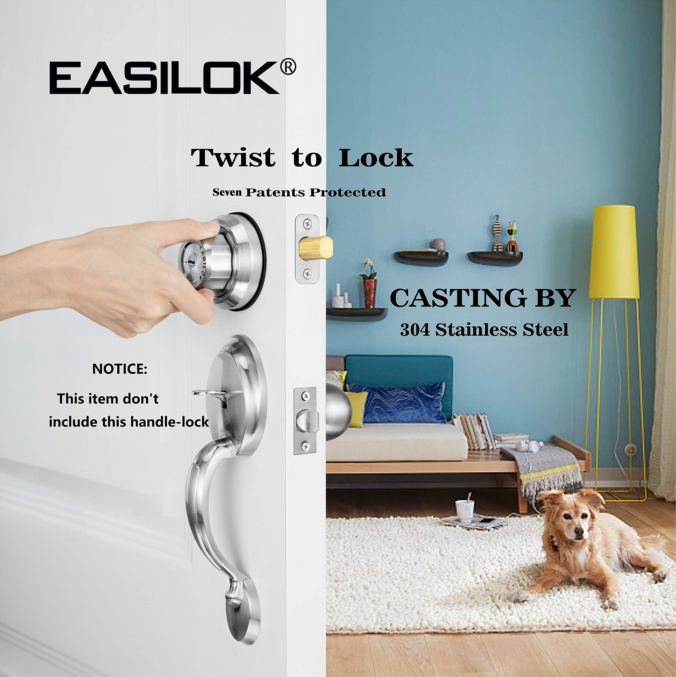 Twist to Lock deadbolt Lock keyless with AntiMislock Button,a Night