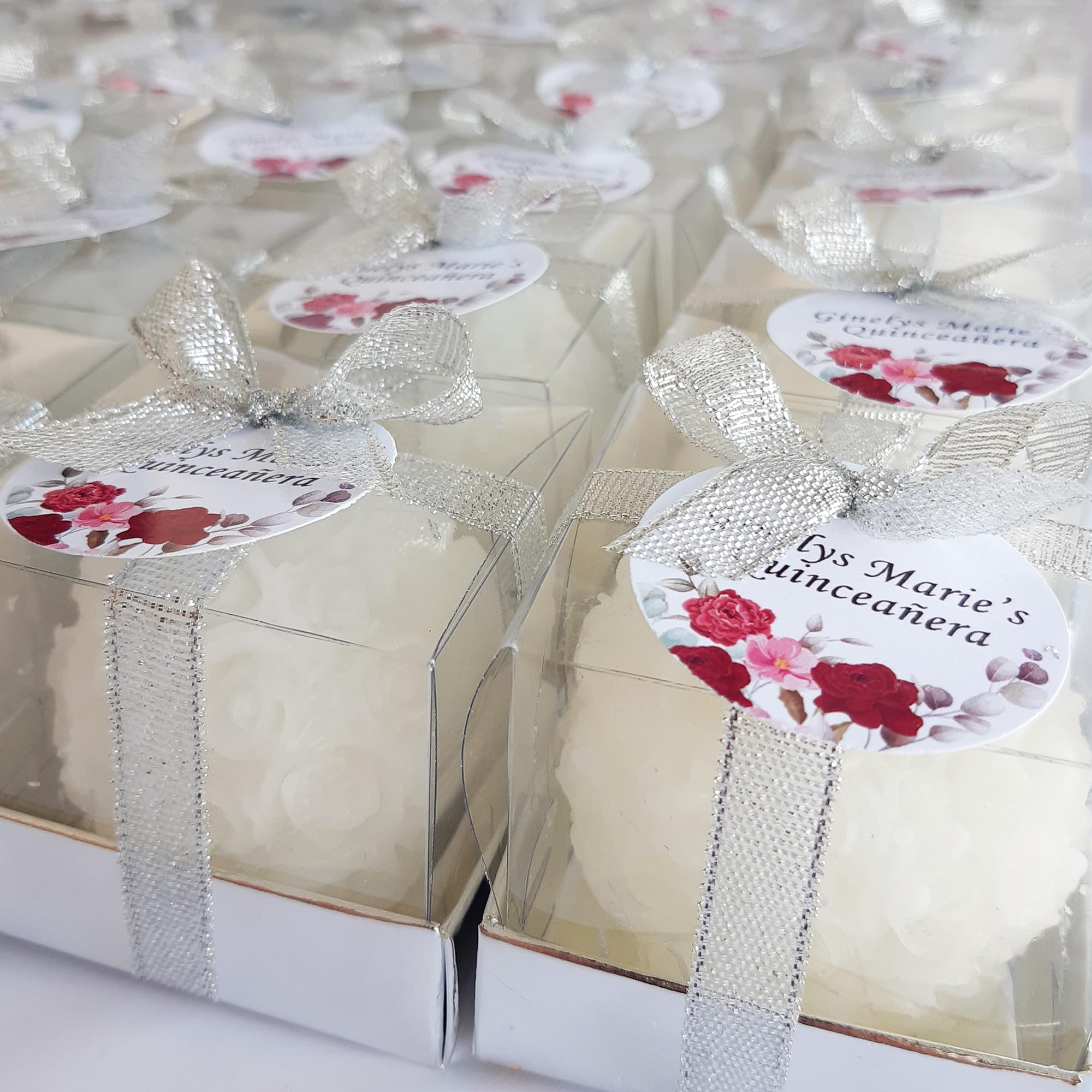 bomboniere matrimonio, Rosa pezzi candele profumate bomboniere battesimo, anni ragazzo, comunione, cresima, anniversario di, compleanno bigliettini (bianco, set di 20)