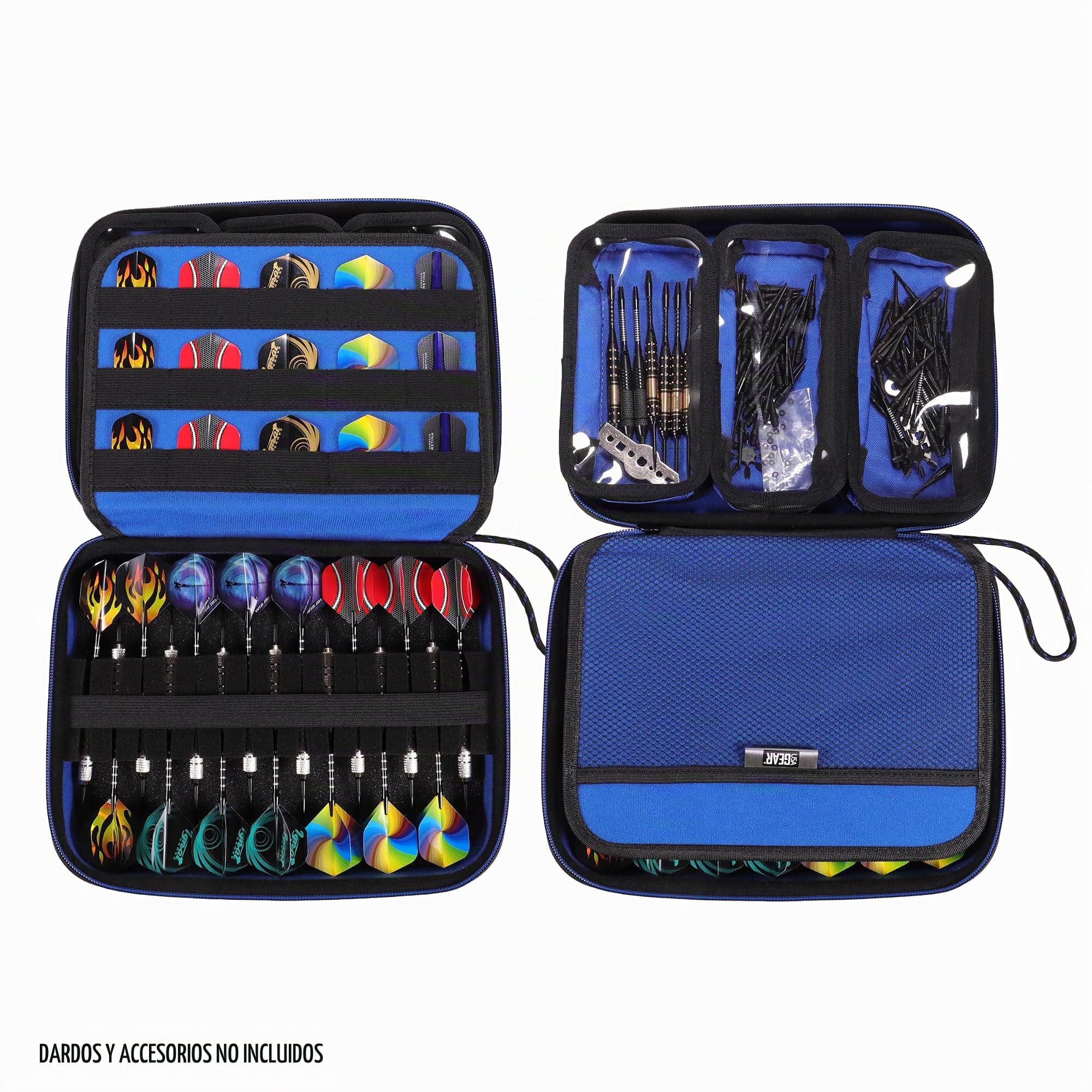 USA Gear Funda para Dardos semirrígida XL, Funda de Transporte para Dardos (15), Puntas de Dardos, Ejes de Dardos, vuelos de Dardos y más Accesorios de Dardos, Compatible con Dardos de Punta Suave y