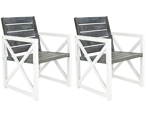 Home Collection Irina Outdoor Arm Chair, White and Grey, Set
