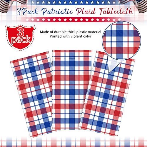 Miniatura 10 de 3 manteles de fiesta a cuadros de búfalo de Navidad, mantel rectangular de plástico desechable rojo y verde para Navidad, suministros de fiesta de