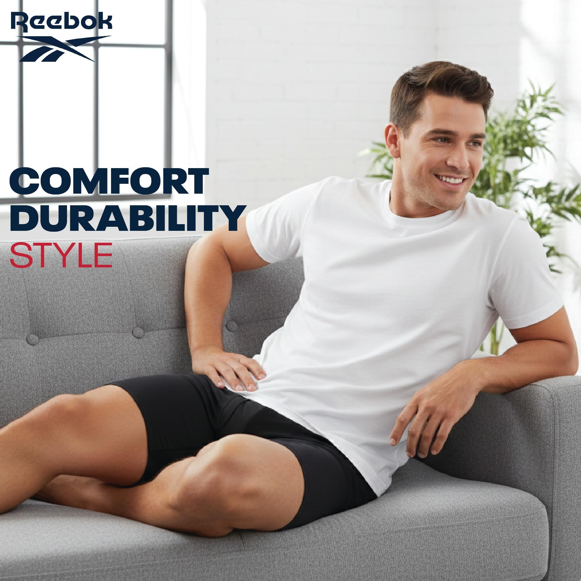 Reebok Men's Underwear - Performance Boxer Briefs with Fly Pouch (4 Pack)
