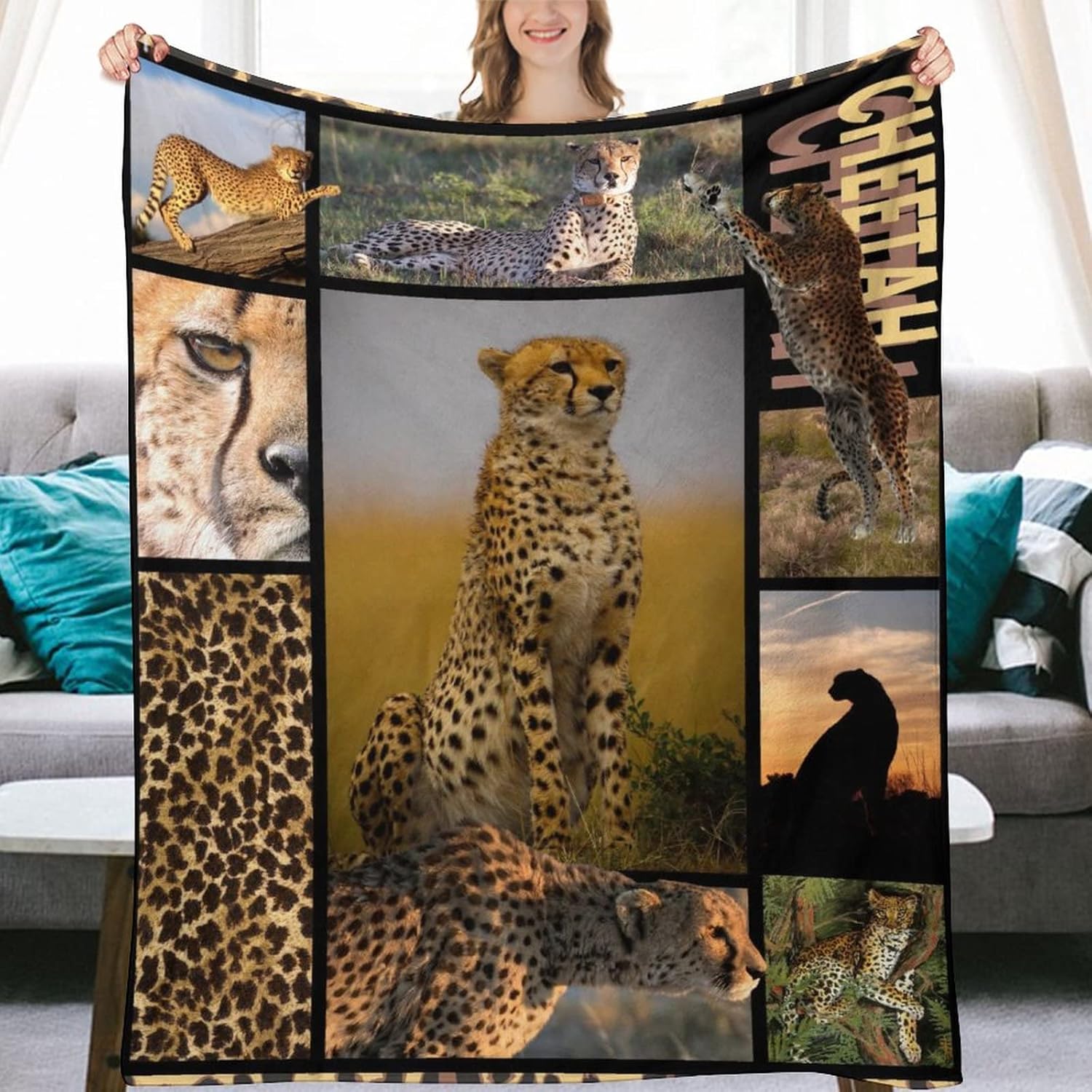 Cheetah Blanket for Kids, Adults - Soft, Fuzzy & Cozy - 40"x50" Small Size Throw Blankets for Couch, Office - Brown Cute Warm Throws Gifts - Image 7