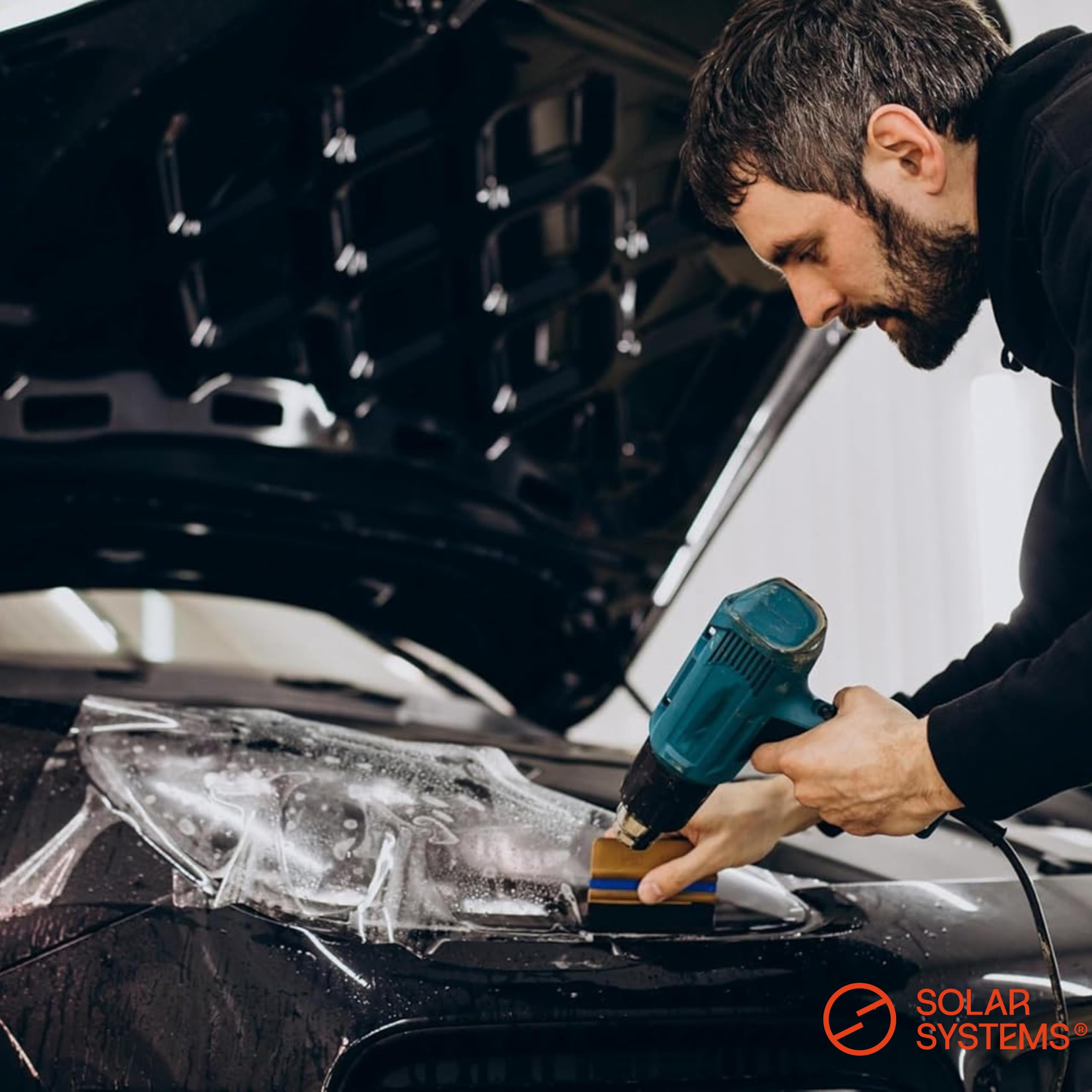 Solar Systems Universal Lackschutzfolie Transparent mit Rakel - Auto Schutzfolie mit hydrophobe Beschichtung und Selbstheilungsfunktion - PPF-Aufkleberfolie - Vergilbungsschutz - Glänzende 152x200cm