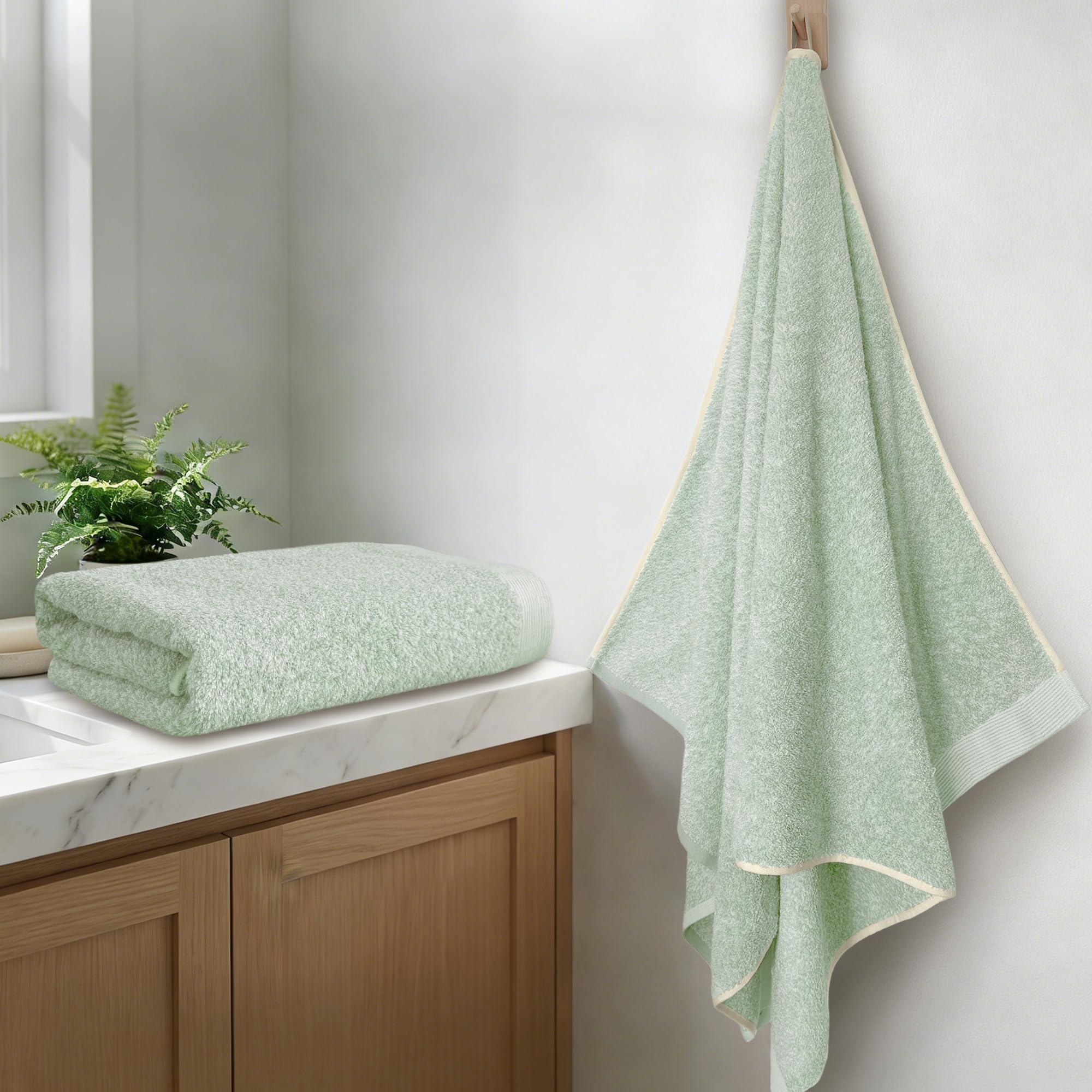 Beige Bath Towels 2 Pack - Soft Cotton -9