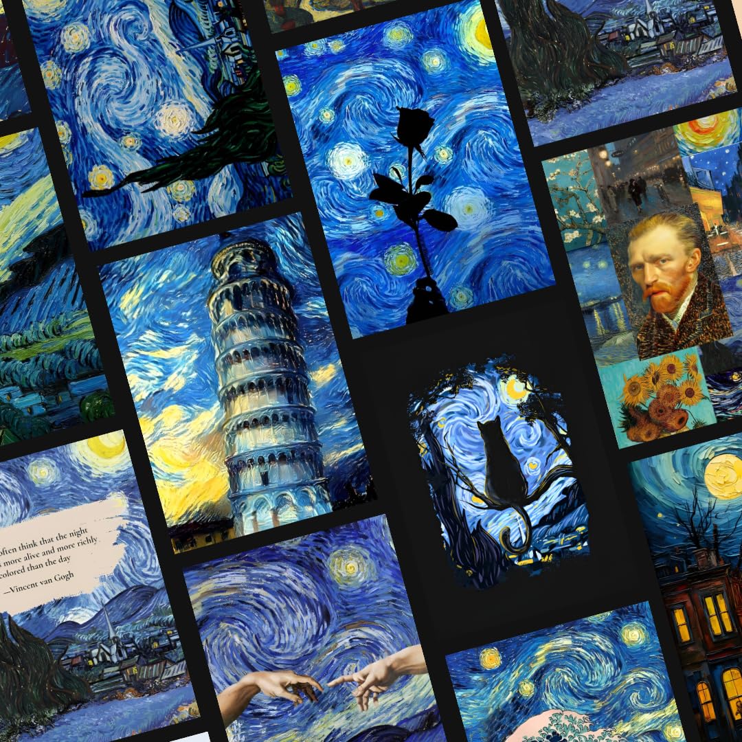 Funk You Store Starry Nights Vibin' Collage | 28 A5 Size Sheets | Starry Nights Inspired Home Decoration | Posters, quotes and Photos | Double-Sided Tape Included