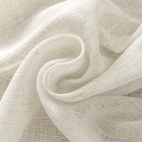 Miniatura 7 de Paneles de cortina de lino extralargos de 108 pulgadas para sala de estar, con pestaña trasera, bolsillo para barra, filtro de luz, cortinas de lino