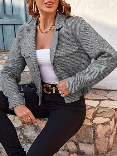 Nufar jackets for women Flap Detail Button Front Crop Jacket