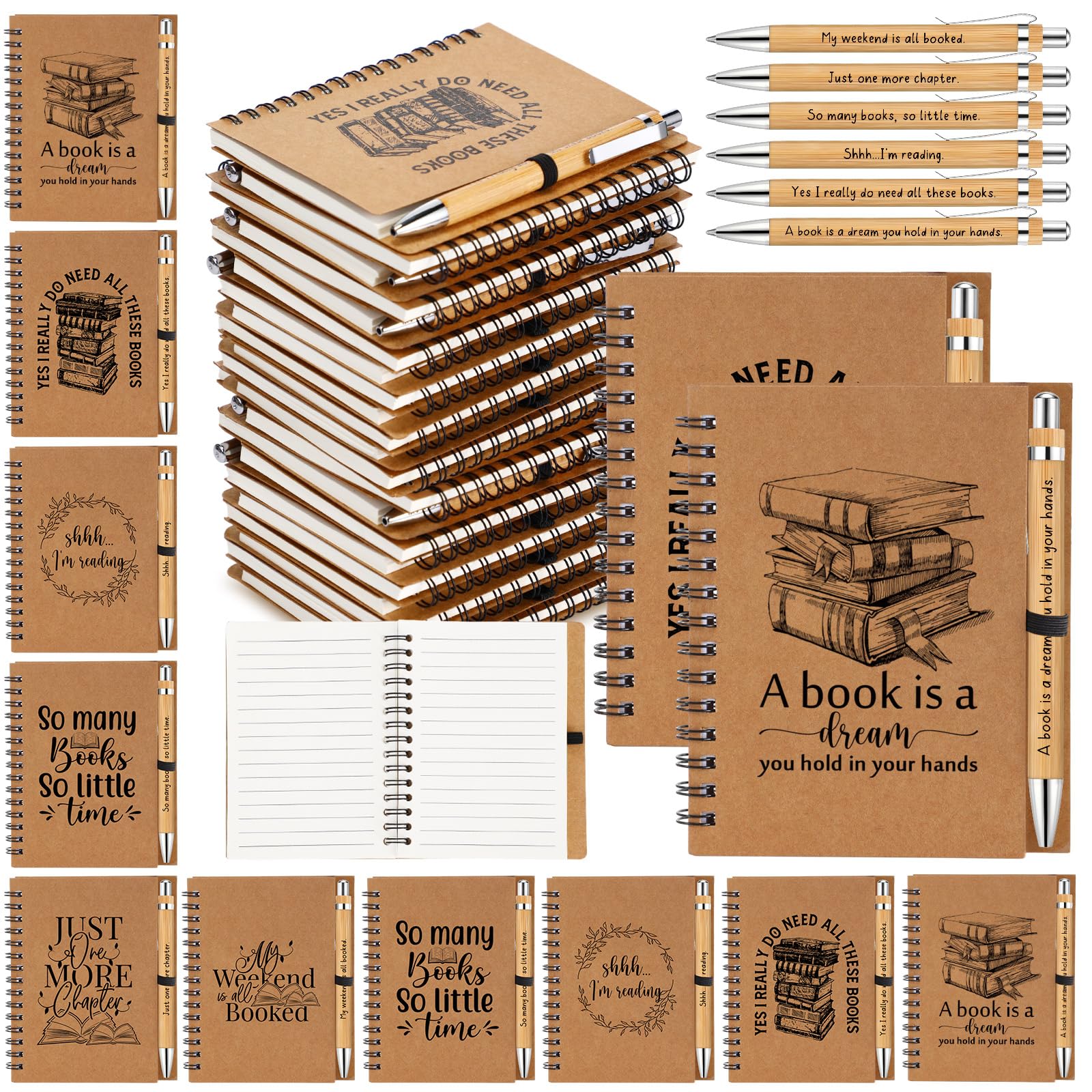Stylos de motivation en bambou et carnets pour cadeaux enseignants et clubs