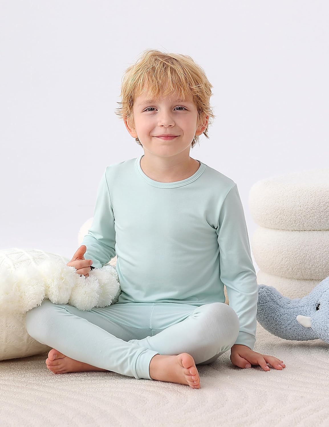 JunNeng Bamboo Viscose Pajamas for Toddler Baby, Boys Girls Solid Snug Fit Pajamas Long Sleeve Sleeper - Image 3