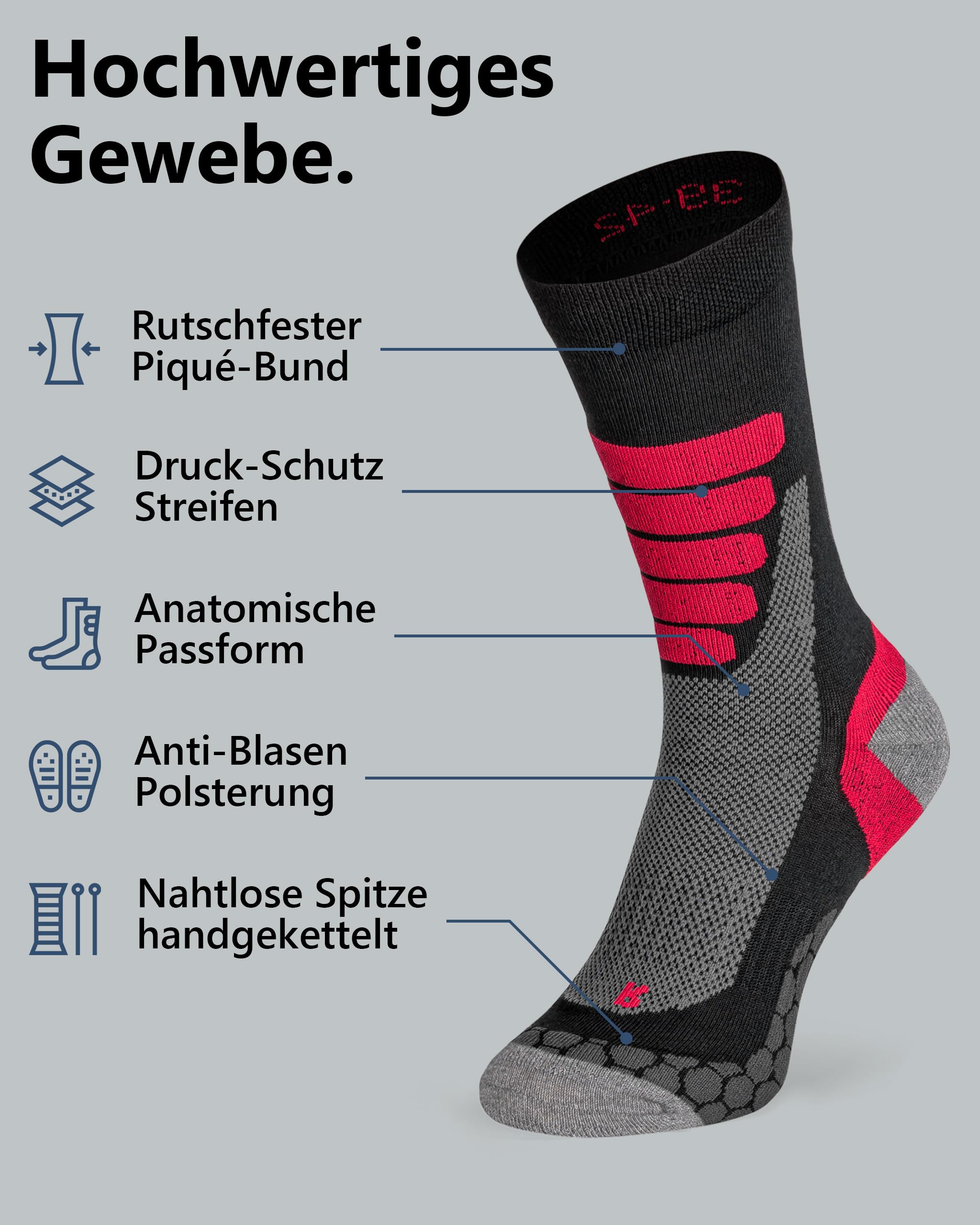 Lot de 2/4/6 paires de chaussettes de randonnée avec rembourrage anti-bulles pour homme et femme, 6 paires (multicolore), 39-42