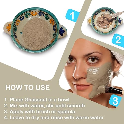 Miniatura 3 de Ghassoul lava máscara de arcilla. Máscara facial natural orgánica y tratamiento y cuidado de la piel 1 libras