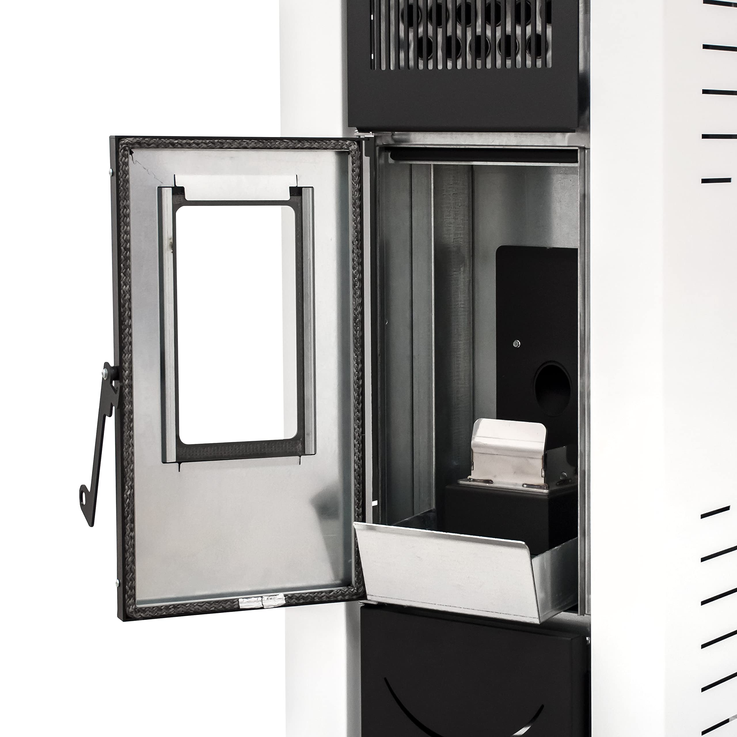 STUFE A PELLET ITALIA Niagara 14 kW Canalizada WiFi - Estufa de aire ventilada Eficiencia 89% Calienta 130 m² Autonomía 15 H 5 velocidades 5 niveles Potencia programable Garantía 24 meses Blanco